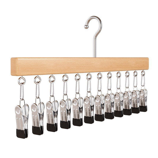 Wood‑Grip Stainless Steel Laundry Clips — product overview