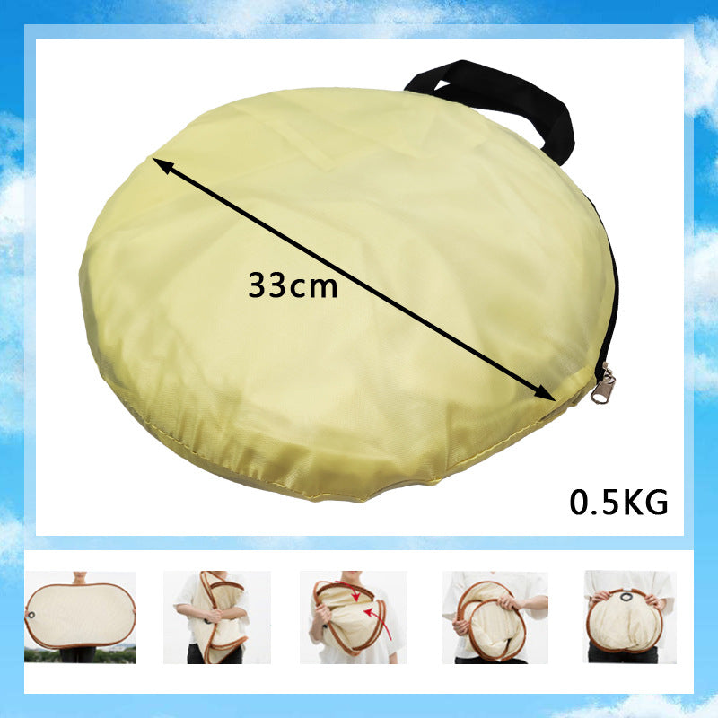 Outdoor laundry cover folded into its compact storage bag