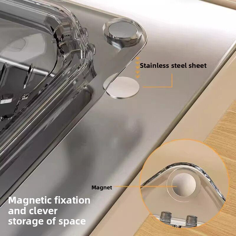 Magnetic mounting plate for the corner sink basket