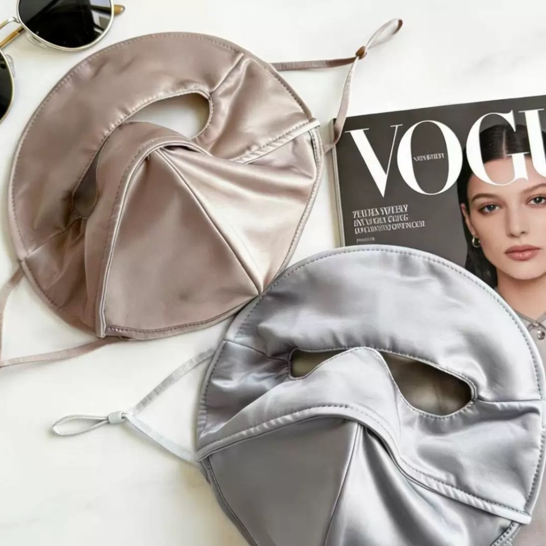 Satin-feel sun shield shown in champagne and silver gray