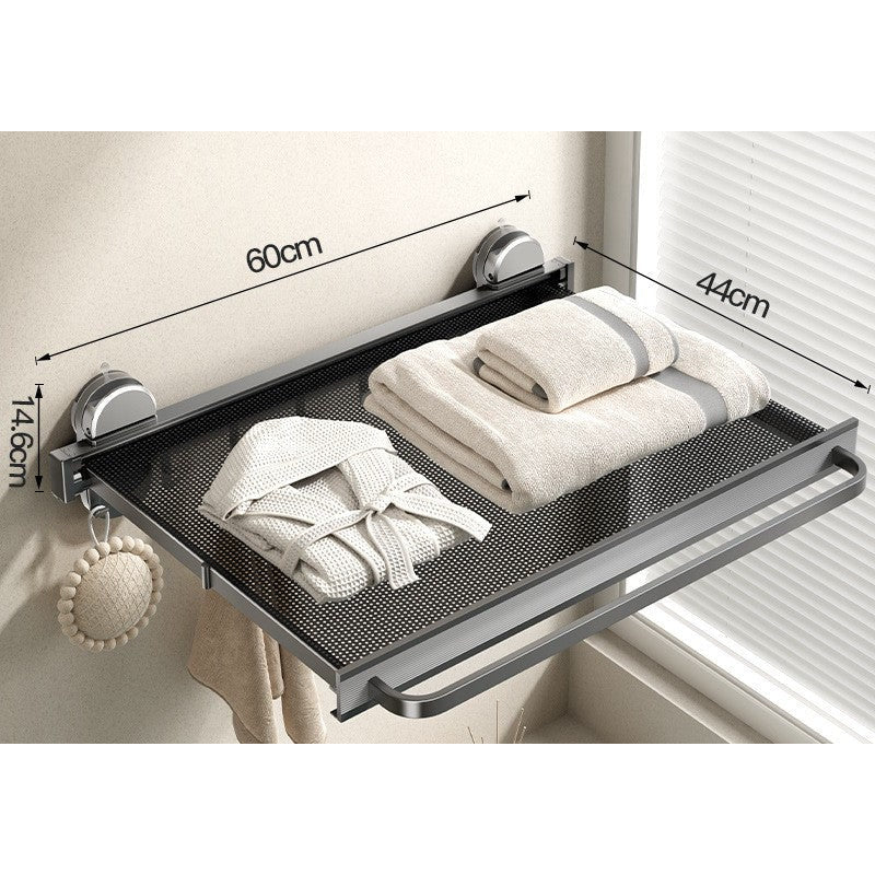 Gunmetal 60 cm suction towel rack opened with dimensions