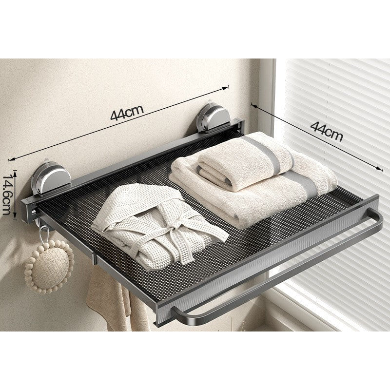 Gunmetal 44 cm suction towel rack opened with dimensions
