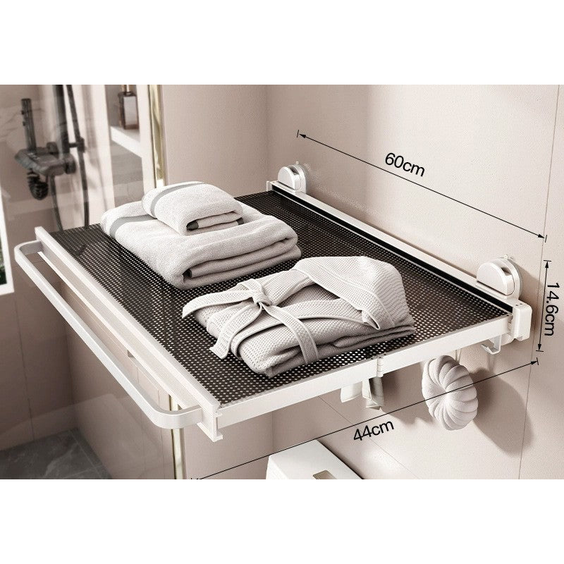 White 60 cm suction towel rack opened with dimensions