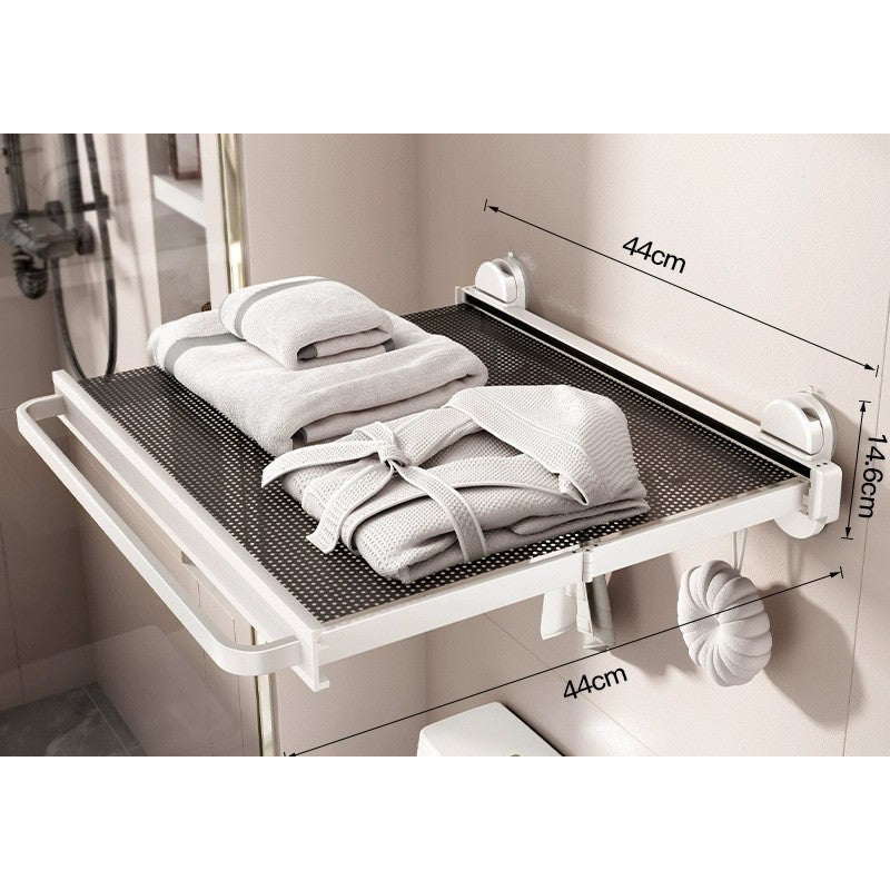 White 44 cm suction towel rack opened with dimensions